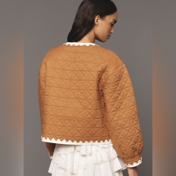 ANTHROPOLOGIE Zigzag Trim Quilted Jacket BNWT Size XS/S - Picture 3 of 7